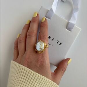 51 PEARL RING GOLD RING Gold plated jewelry